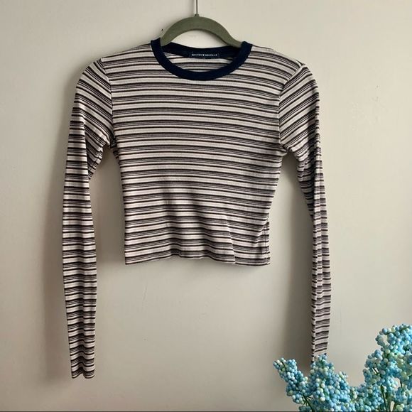 Brandy Melville Tops - Brandy Melville • Striped Crop Long Sleeve Top